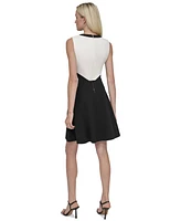 Dkny Women's Colorblocked Sleeveless Scuba Crepe Dress