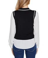 Belldini Women's Collared Two-Fer Sweater