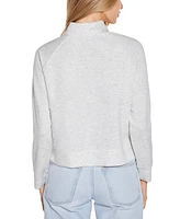 Belldini Women's Scuba Knit Quarter-Zip Mock Neck Top