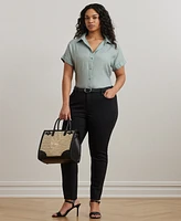 Lauren Ralph Plus Linen Dolman Sleeve Top