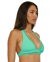 Becca Women's Modern Edge Rib-Knit Halter Bikini Top