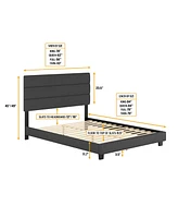 Sicily Linen Upholstered Platform Bed Frame with Adjustable Headboard - Boyd Sleep