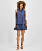 Robbie Bee Women's Button-Front Ruffled-Hem Dress