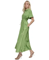 Dkny Women's Drawstring-Waist Short-Sleeve Shirtdress