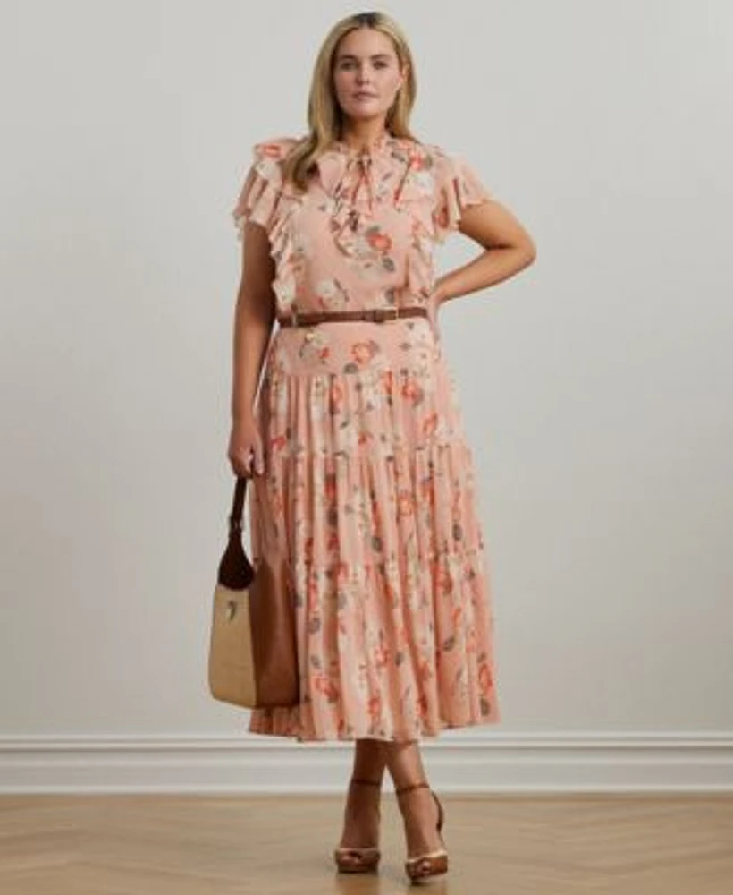 Lauren Ralph Lauren Plus Size Floral Blouse Tiered Skirt