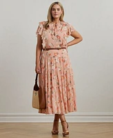 Lauren Ralph Lauren Plus Size Floral Blouse Tiered Skirt