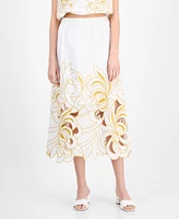 Avec Les Filles Women's Embroidered Midi Skirt