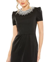 Women's Rhinestone Neckline Column Dress