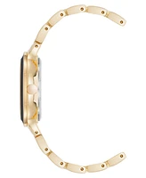 Nine West Women's Quartz Round Enamel and Gold-Tone Metal Alloy Watch