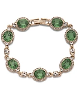 Givenchy Gold-Tone Pave & Stone Oval Halo Flex Bracelet