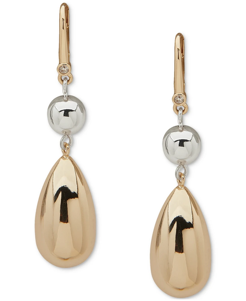 Dkny Two-Tone Puffy Double Drop Earrings