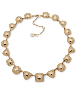 Dkny Gold-Tone Puffy Geometric Collar Necklace, 16" + 3" extender