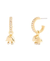 Coach Faux Stone Floral Huggie Hoop Earrings