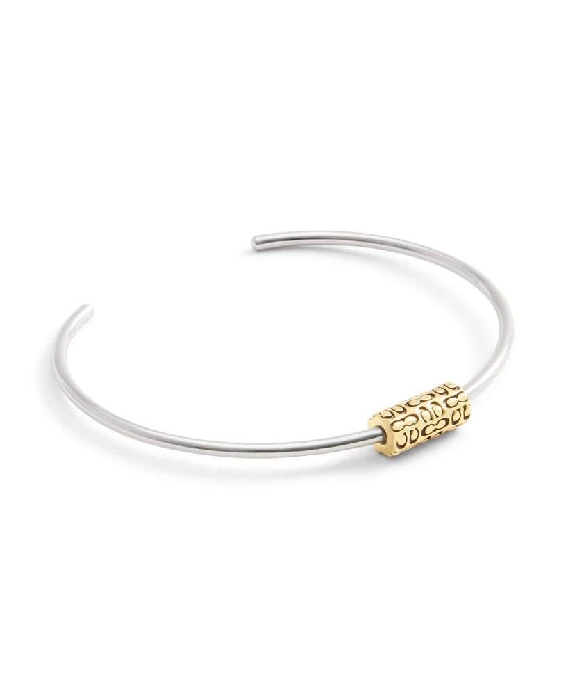 Coach Two-Tone Signature Quilted Tube Cuff Bracelet