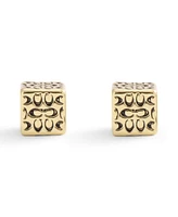 Coach Gold Signature Quilted Cube Stud Earrings