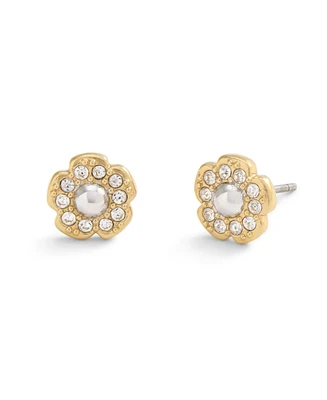 Coach Faux Stone Signature Mini Tea Rose Stud Earrings