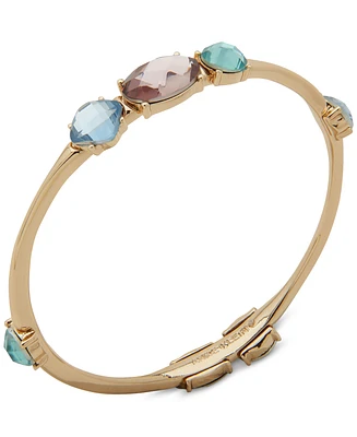 Anne Klein Gold-Tone Stone Station Bangle Bracelet