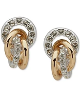 Anne Klein Two-Tone Crystal Linked Button Shaky Drop Earrings