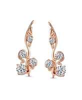 Bling Jewelry Trendy Swirl Wire Ear Cuff Cartilage Earrings with Round Cz Rose Gold Plated Silver