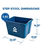 Gracious Living Medium Curbside Blue Box Plastic 17 Gallon Home Recycling Bin