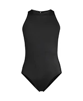 Lands' End Women's Mastectomy Tugless High Neck Portrait Back One Piece Swimsuit