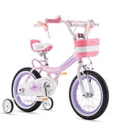 RoyalBaby Jenny Princess 14" Kids Bike with Enclosed Chain Guard, Training Wheels, Basket, Bell & Tool Kit for Ages 3 to 5, Pink El