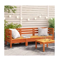 Patio Sofa 3-Seater Wax Brown Solid Wood Pine