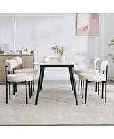 Dyhome Kitchen Chairs Mid-Century Modern Dining Chairs Set of 4, Kitchen Dining Room Chairs, Polyester Upholstered Wishbone Dining Chair