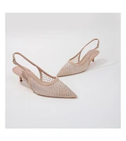 Frida Rhinestone Studded Mesh Slingback