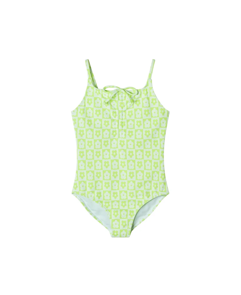 Toddler/Child Girls Floral Check Print Swimsuit