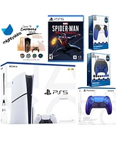 Sony Playstation 5 Slim Disc Bundle with Spider-Man: Miles Morales, Extra Nova Pink Controller, Pro Gamer Kit, Trigger Kit and MightySkins Decal Vouch