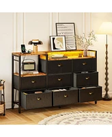 Dresser with Power Outlets and Led Lights