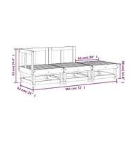 3 Piece Patio Lounge Set White Solid Wood Pine
