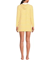 Lands' End Women's Hooded Mini Swim Upf 50 Cover-Up Dress