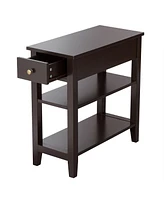 Gymax Set of 2 3-Tier Nightstand Bedside Side End Table w/Double Shelves Drawer