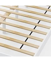 Queen Size Wood Bed Frame with Headboard and Wooden Slats Support-Queen