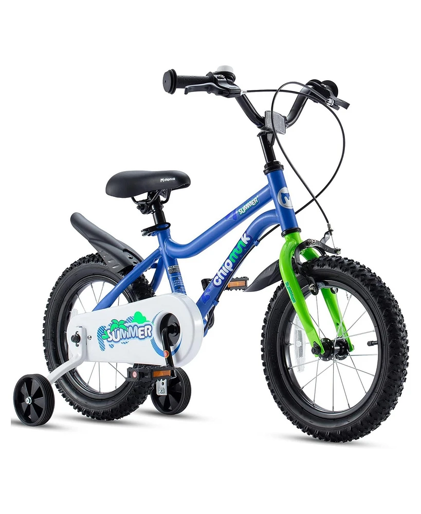 RoyalBaby Chipmunk 12" Toddler Kids Bike with Training Wheels & Bell, Blue