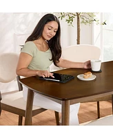 Best Choice Products 4-Piece Mid-Century Modern Upholstered Wooden Dining Set w/ 2 Chairs, Bench - Walnut/Cream