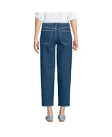 Lands' End Women's Soft Denim Mid Rise Relaxed Straight Crop Jeans