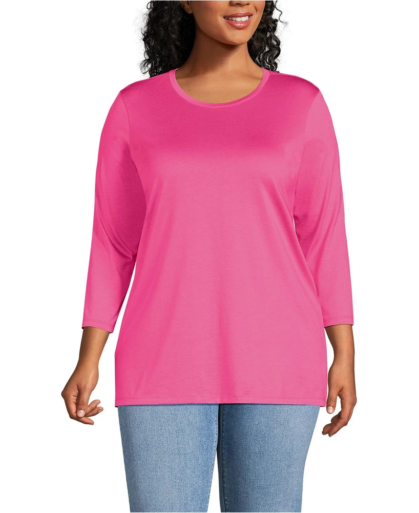 Lands' End Plus 3/4 Sleeve Cotton Supima Tunic