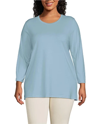 Lands' End Plus 3/4 Sleeve Cotton Supima Tunic