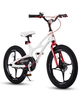 RoyalBaby Space Shuttle 18" Magnesium Alloy Kids Bike w/Dual Disc Brakes, Adjustable Handlebar & Seat, and Kickstand for Ages 5 to 9, White