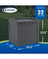 Suncast 22 Gallon Outdoor Patio Small Deck Box with Storage Seat, Cyberspace