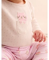 Purebaby Baby Girl Bodysuit, Leggings and Bib 3 Piece Gift Set