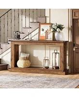 Tribesigns 63-Inch Console Table, Farmhouse Wood Sofa Table Behind Couch, 2-Tier Narrow Entryway Table with Storage, Entry Table for Entrance, Hallway