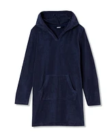 Lands' End Girls Long Sleeve Hooded Front Pocket Terry Cloth Swimsuit Cover-Up