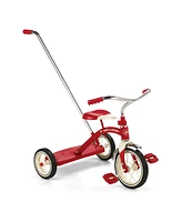 Radio Flyer 34TX Kids Beginner Classic Steel Framed 10 Inch Front Wheel Adjustable Seat Tricycle with 3 Position Push Handle, Red