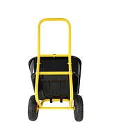 Two-wheeled barrow, garden cart, 10-inch pneumatic wheels(Yellow + Black)