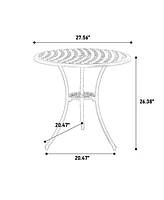 3-Piece Cast Aluminum Bistro Set with Umbrella Hole and Outdoor Durability