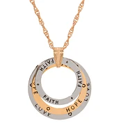 2028 Two-Tone Love Hope Faith Tri Ring Necklace